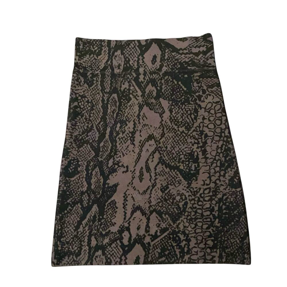BCBGMaxazria Snake Print Pencil Skirt Sze XS Brown Gray Stretch Artsy Mob Wife